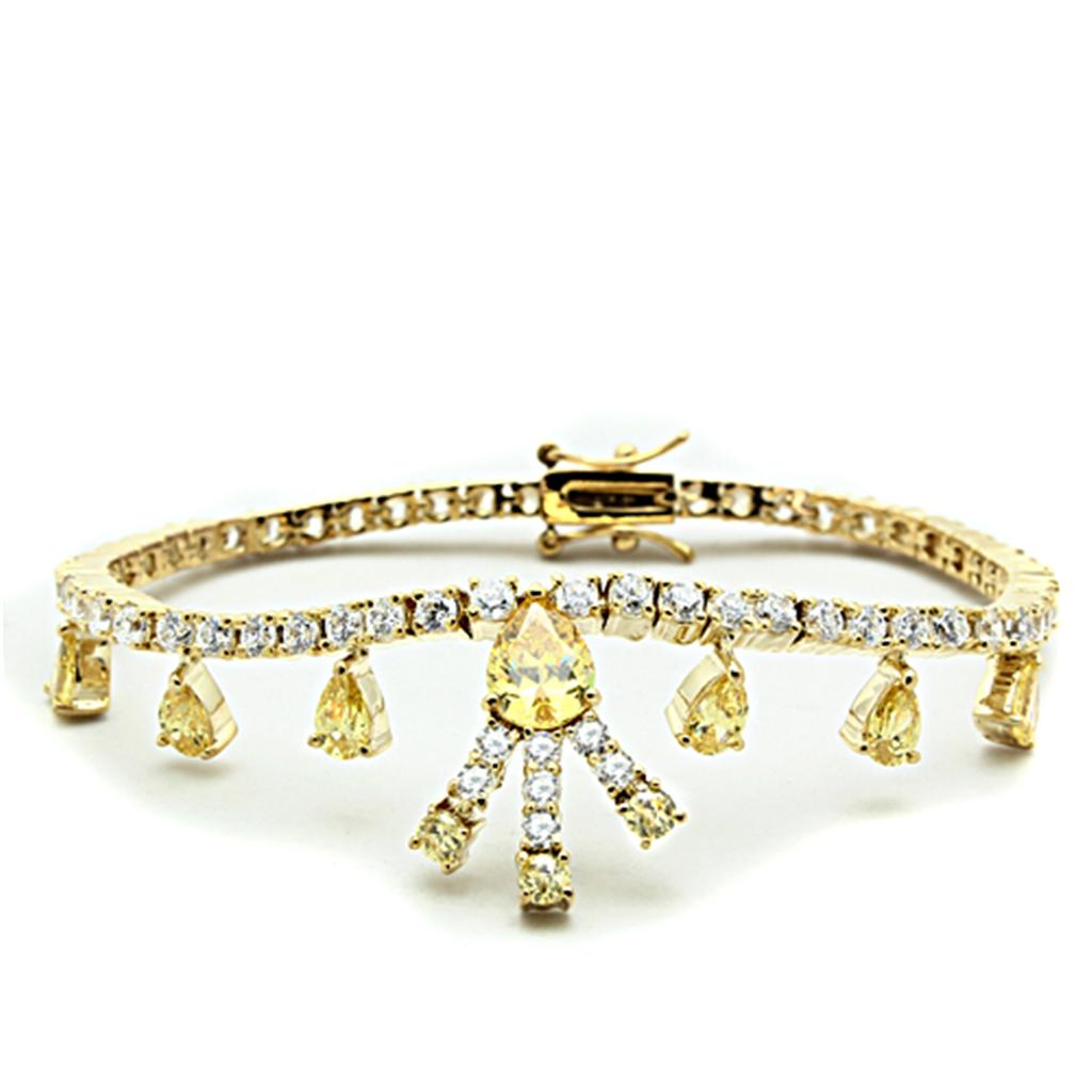 MALO2429 - Gold Brass Jewelry Sets with AAA Grade CZ  in Topaz