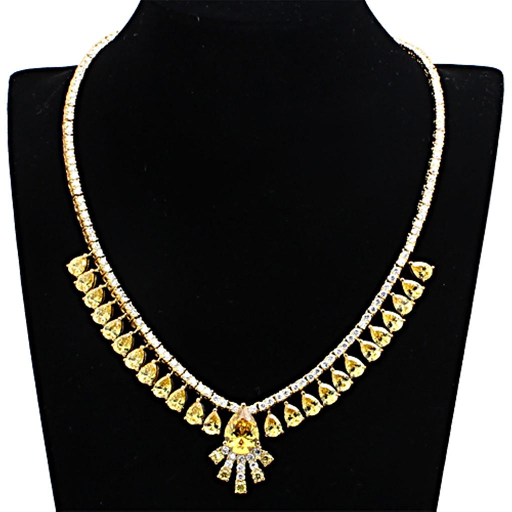 MALO2429 - Gold Brass Jewelry Sets with AAA Grade CZ  in Topaz