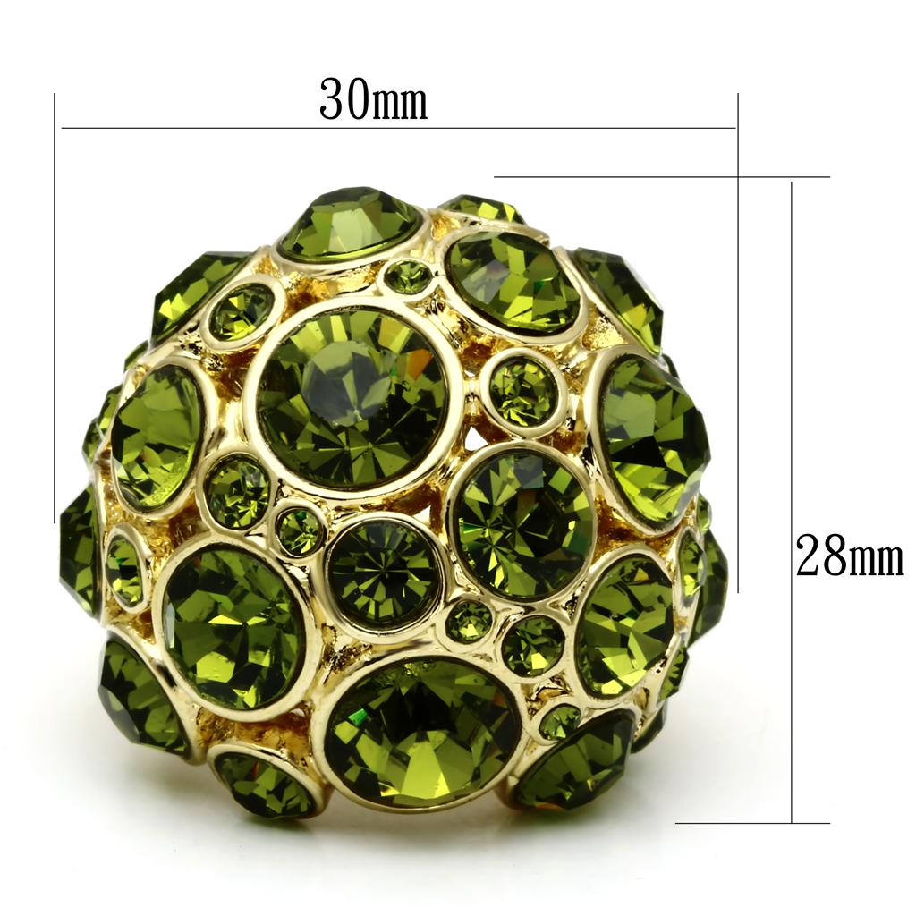 MALO2544 - Gold Brass Ring with Top Grade Crystal  in Olivine color