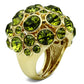 MALO2544 - Gold Brass Ring with Top Grade Crystal  in Olivine color