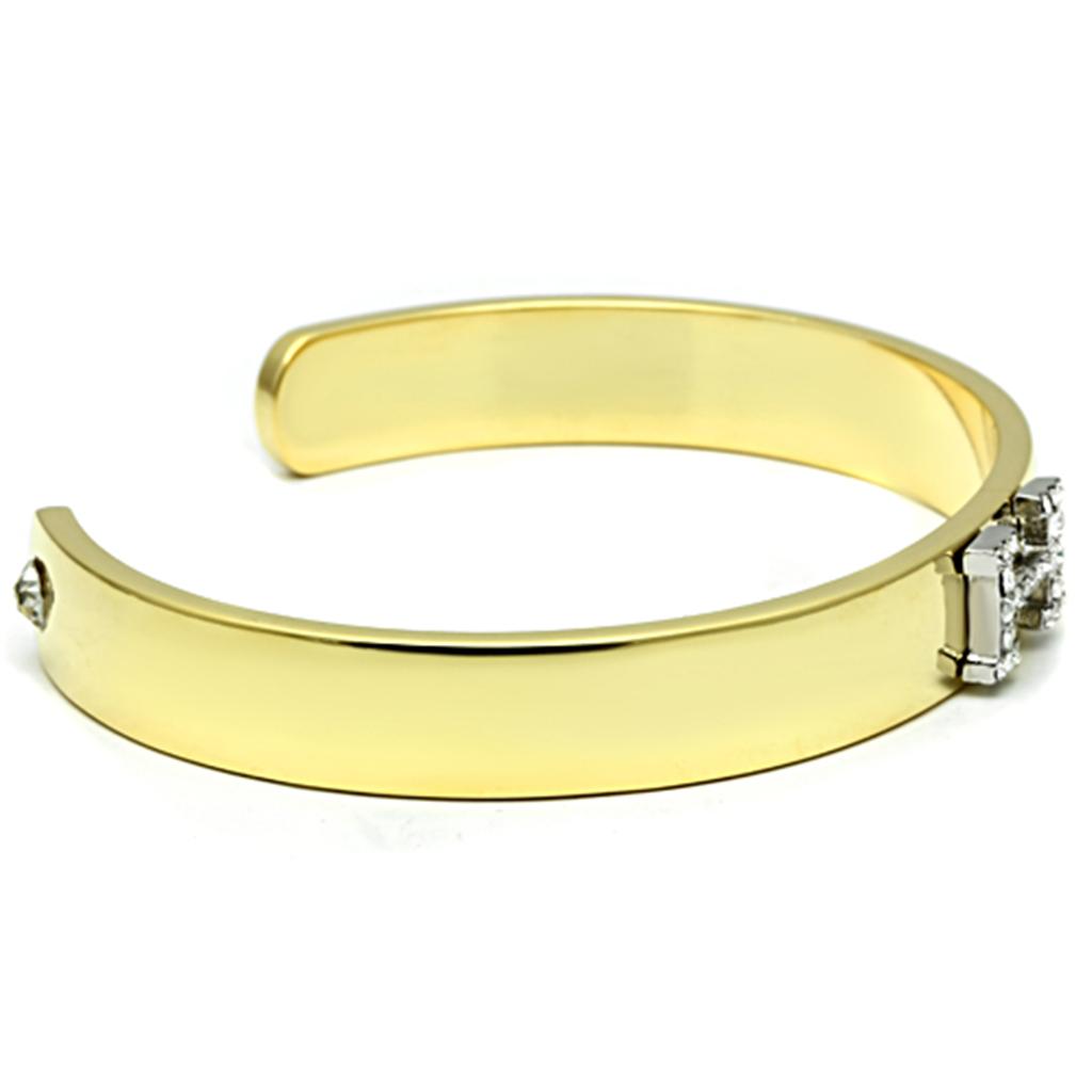 MALO2577 - Gold+Rhodium White Metal Bangle with Top Grade Crystal  in Clear