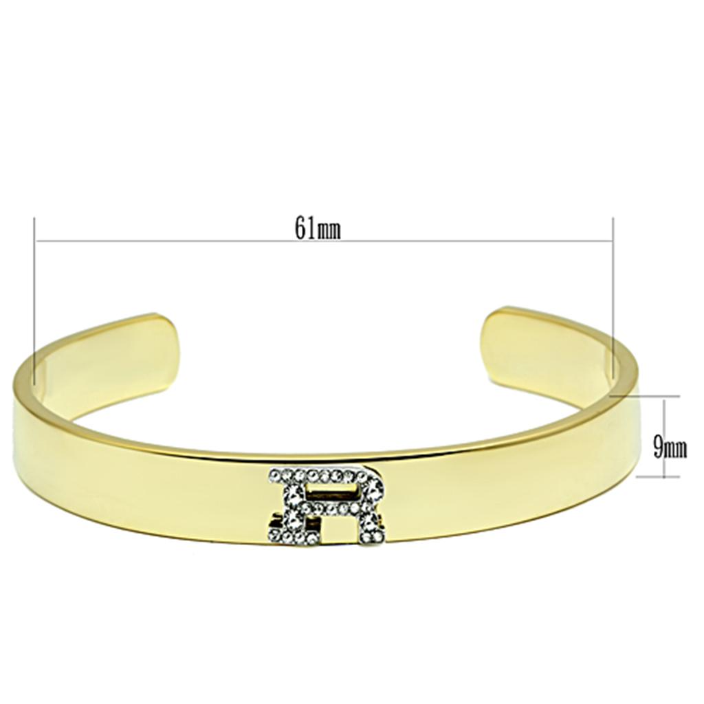 MALO2587 - Gold+Rhodium White Metal Bangle with Top Grade Crystal  in Clear
