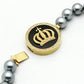 MALO2646 - Gold Brass Necklace with Semi-Precious Onyx in Jet