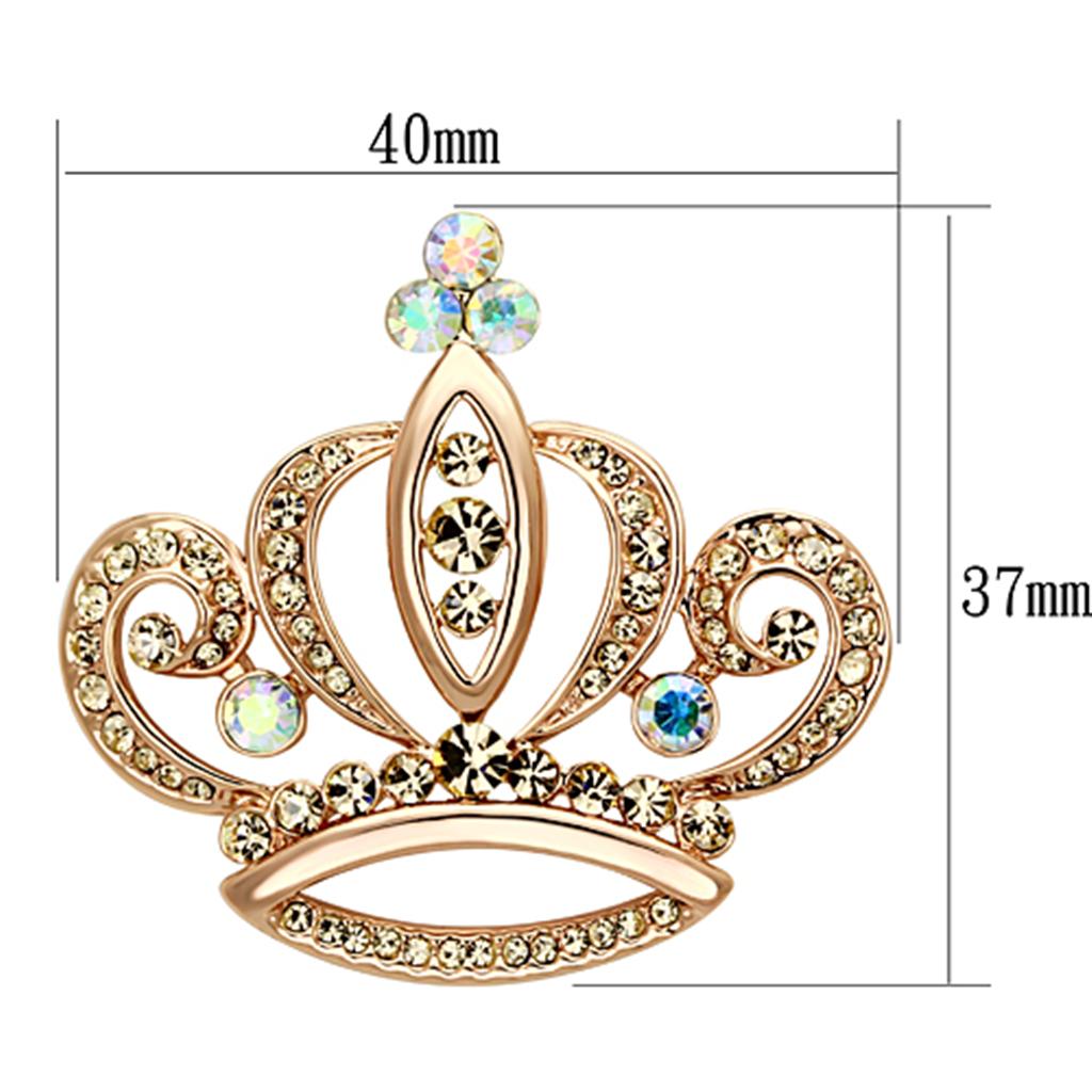 MALO2871 - Flash Rose Gold White Metal Brooches with Top Grade Crystal  in Multi Color