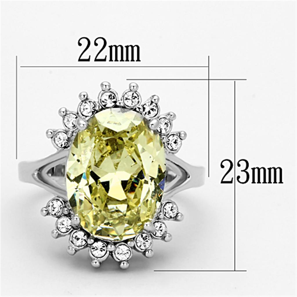 MALO2943 - Rhodium Brass Ring with AAA Grade CZ  in Apple Green color