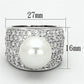 MALO2951 - Rhodium Brass Ring with Synthetic Pearl in White