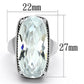 MALO2958 - Rhodium Brass Ring with AAA Grade CZ  in Clear