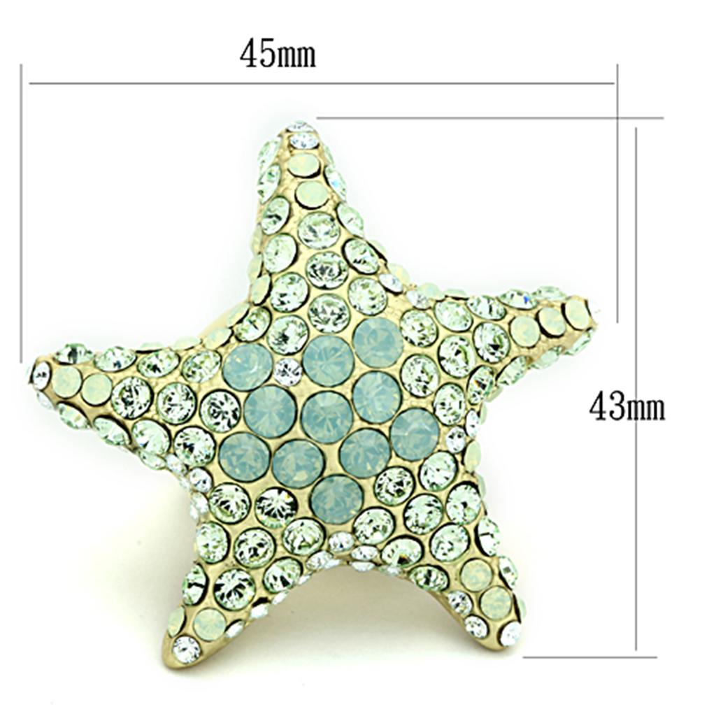 MALO2972 - Gold Brass Ring with Top Grade Crystal  in Multi Color