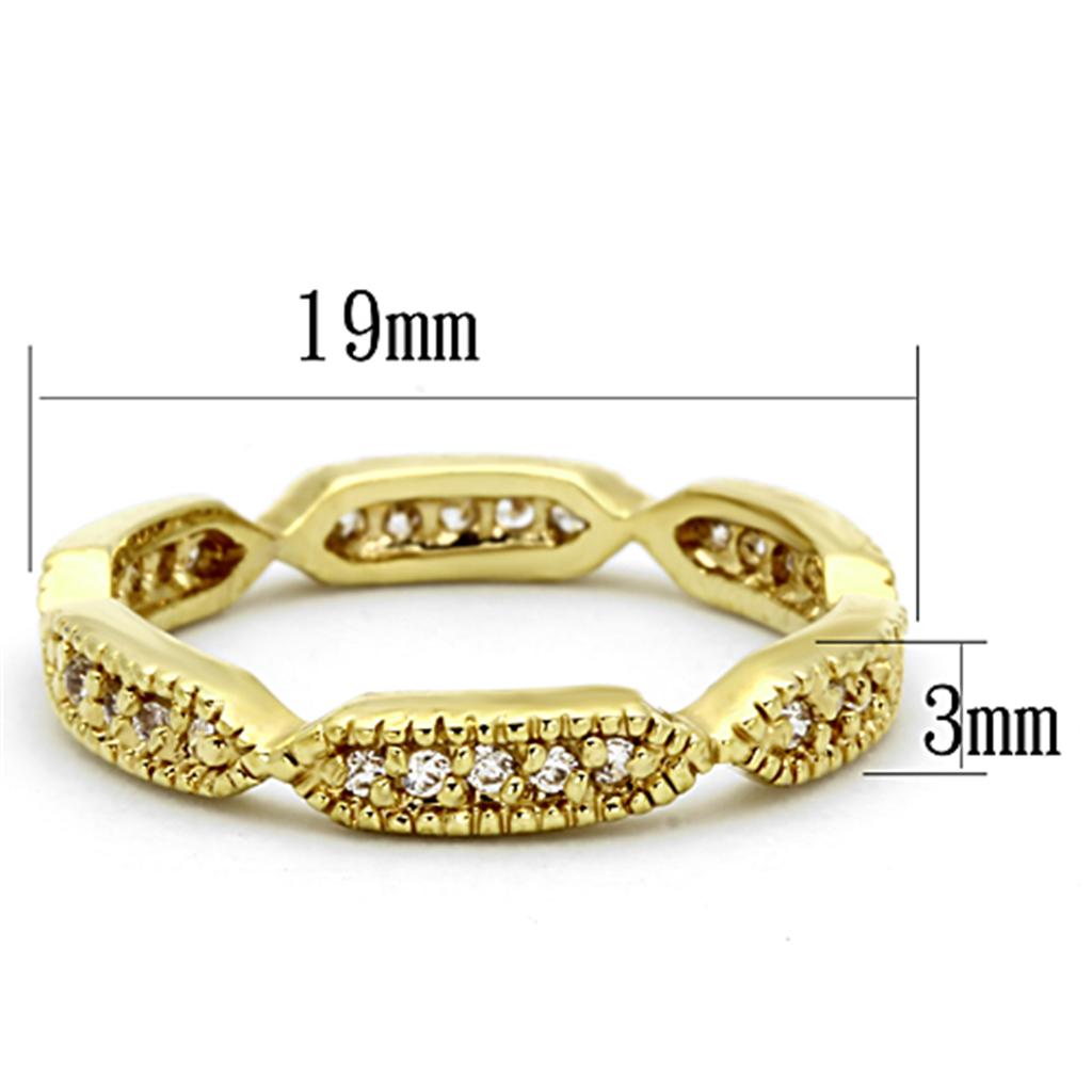 MALO3001 - Gold Brass Ring with AAA Grade CZ  in Clear