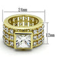 MALO3002 - Gold+Rhodium Brass Ring with AAA Grade CZ  in Clear