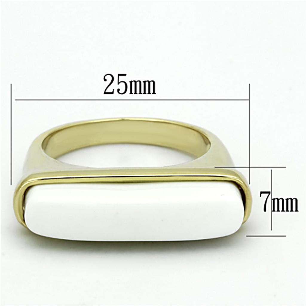 MALO3011 - Gold Brass Ring with Synthetic Synthetic Stone in White