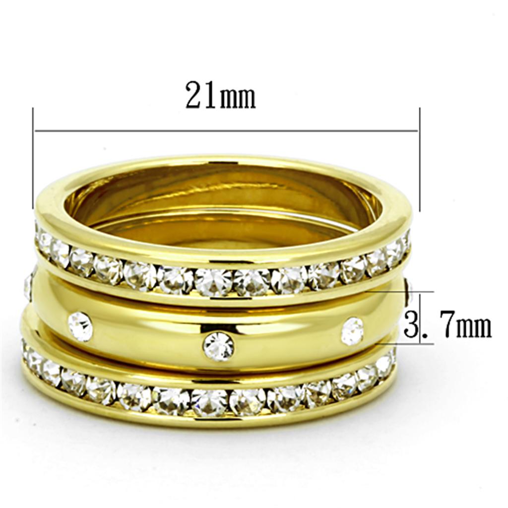 MALO3061 - Gold Brass Ring with Top Grade Crystal  in Clear