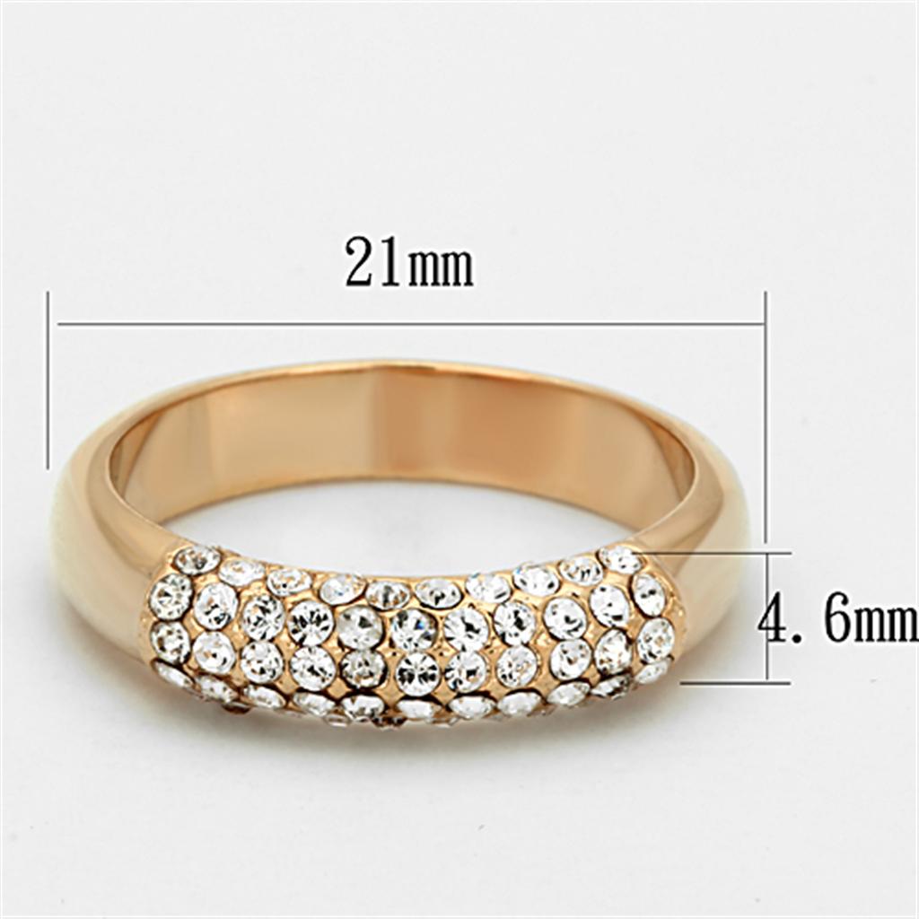 MALO3069 - Rose Gold Brass Ring with Top Grade Crystal  in Clear