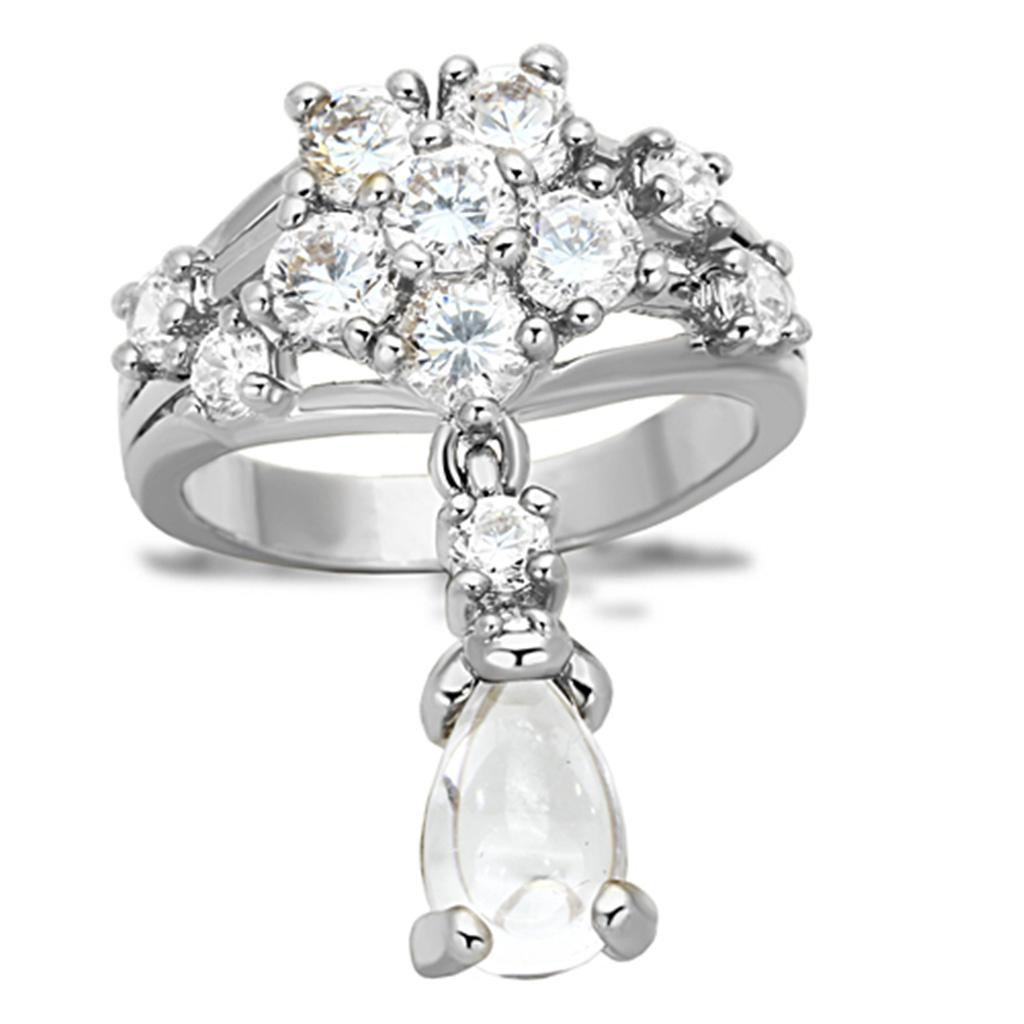 MALO3076 - Rhodium Brass Jewelry Sets with AAA Grade CZ  in Clear