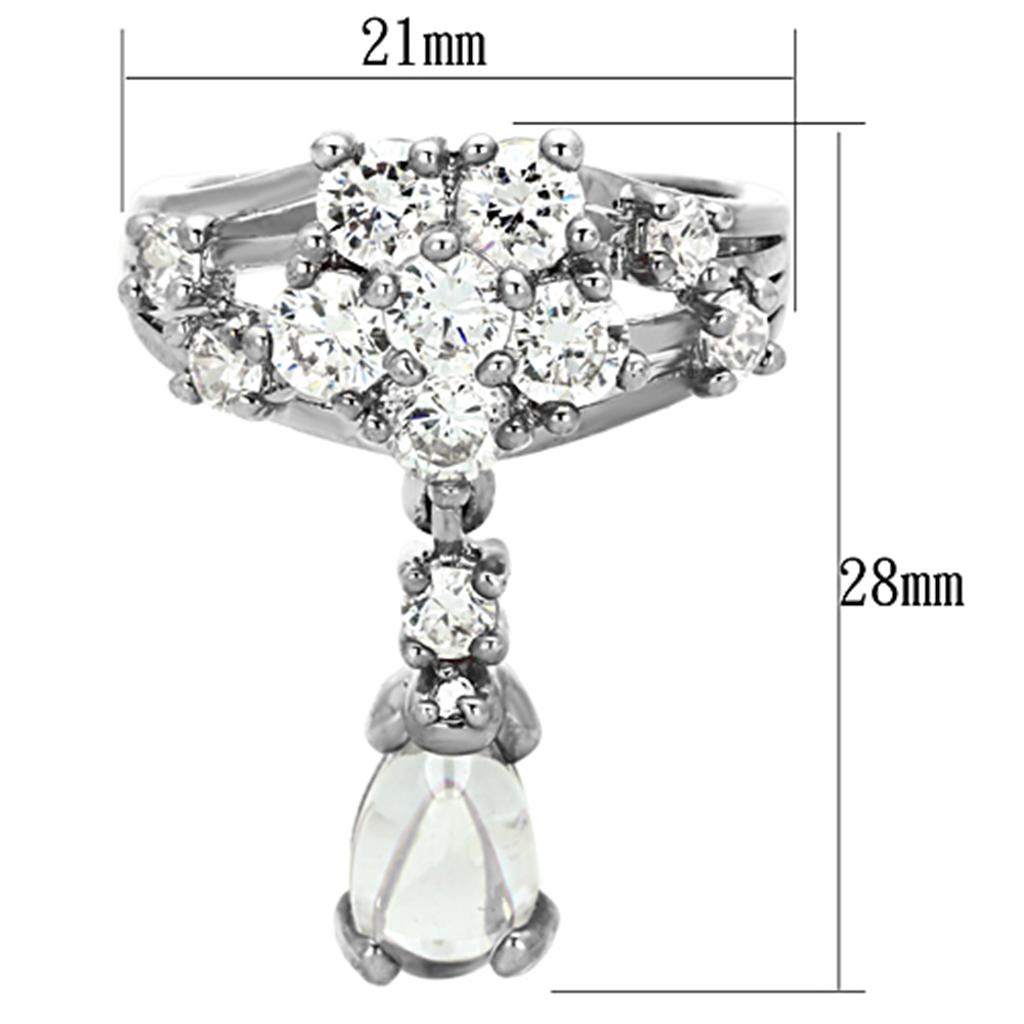 MALO3076 - Rhodium Brass Jewelry Sets with AAA Grade CZ  in Clear