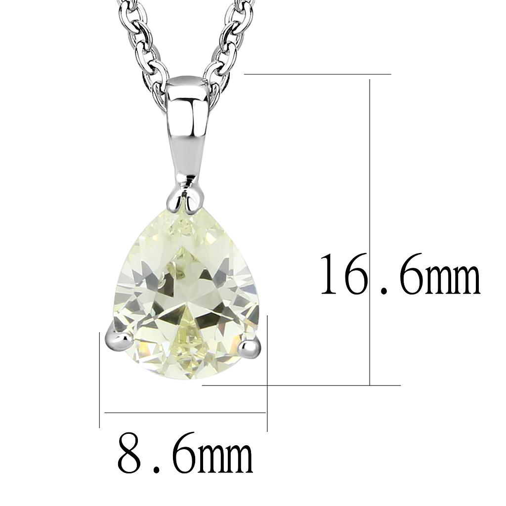 MALO311 - Rhodium Brass Chain Pendant with AAA Grade CZ  in Citrine Yellow