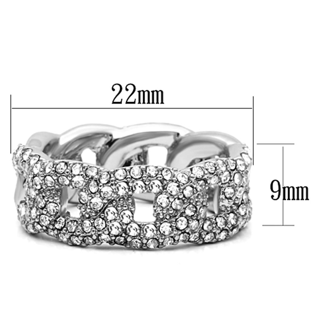 MALO3210 - Rhodium Brass Ring with Top Grade Crystal  in Clear