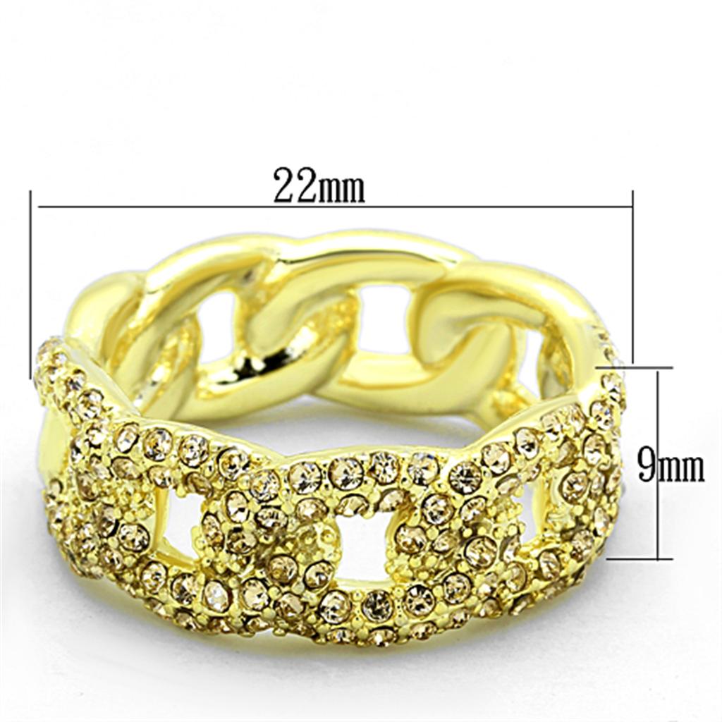 MALO3215 - Gold Brass Ring with Top Grade Crystal  in Light Smoked