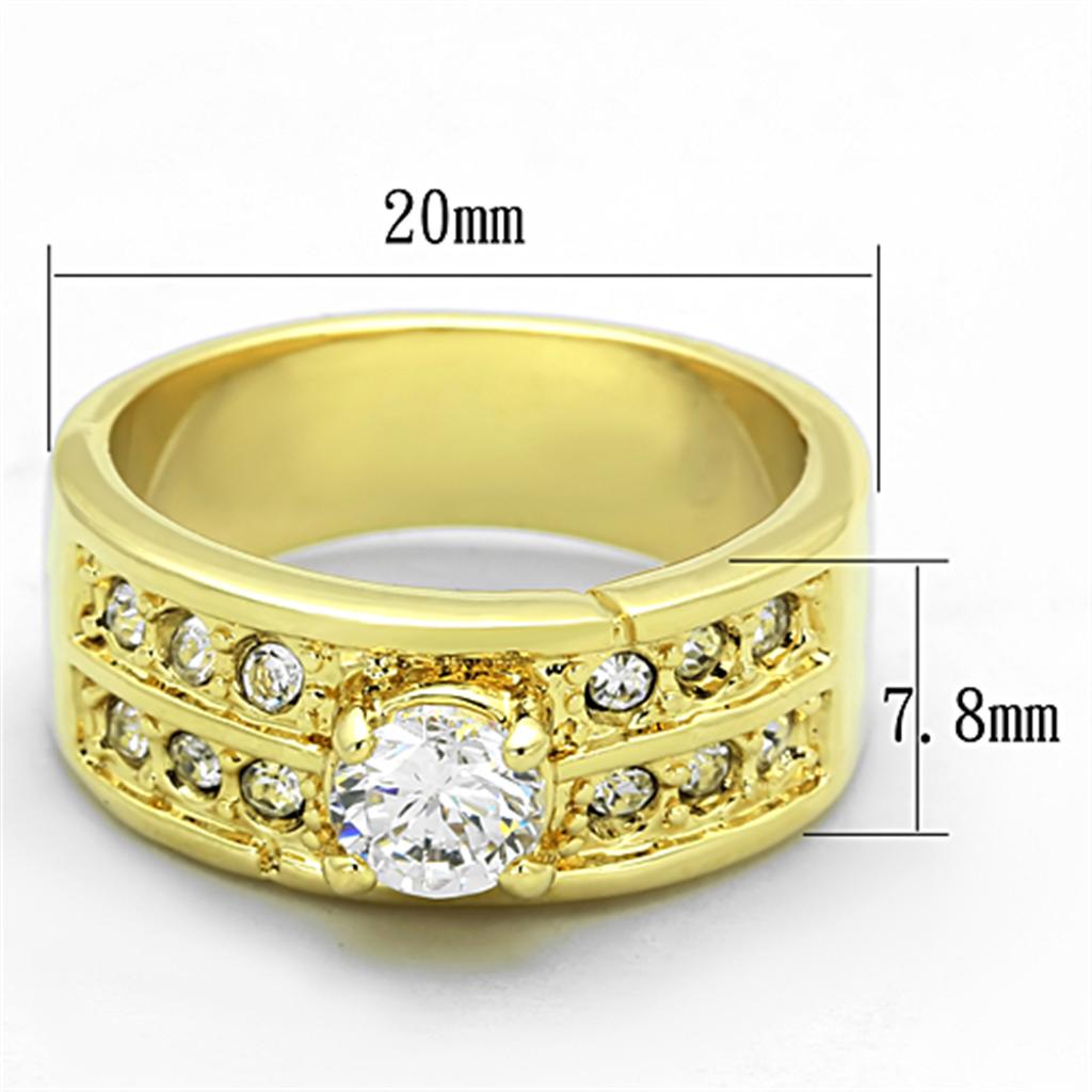 MALO3218 - Gold Brass Ring with AAA Grade CZ  in Clear