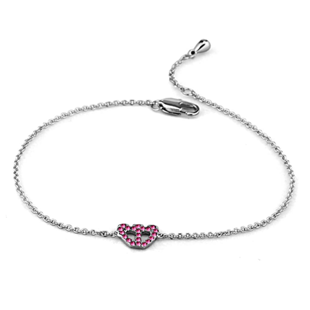 MALO3229 - Rhodium Brass Bracelet with Top Grade Crystal  in Rose