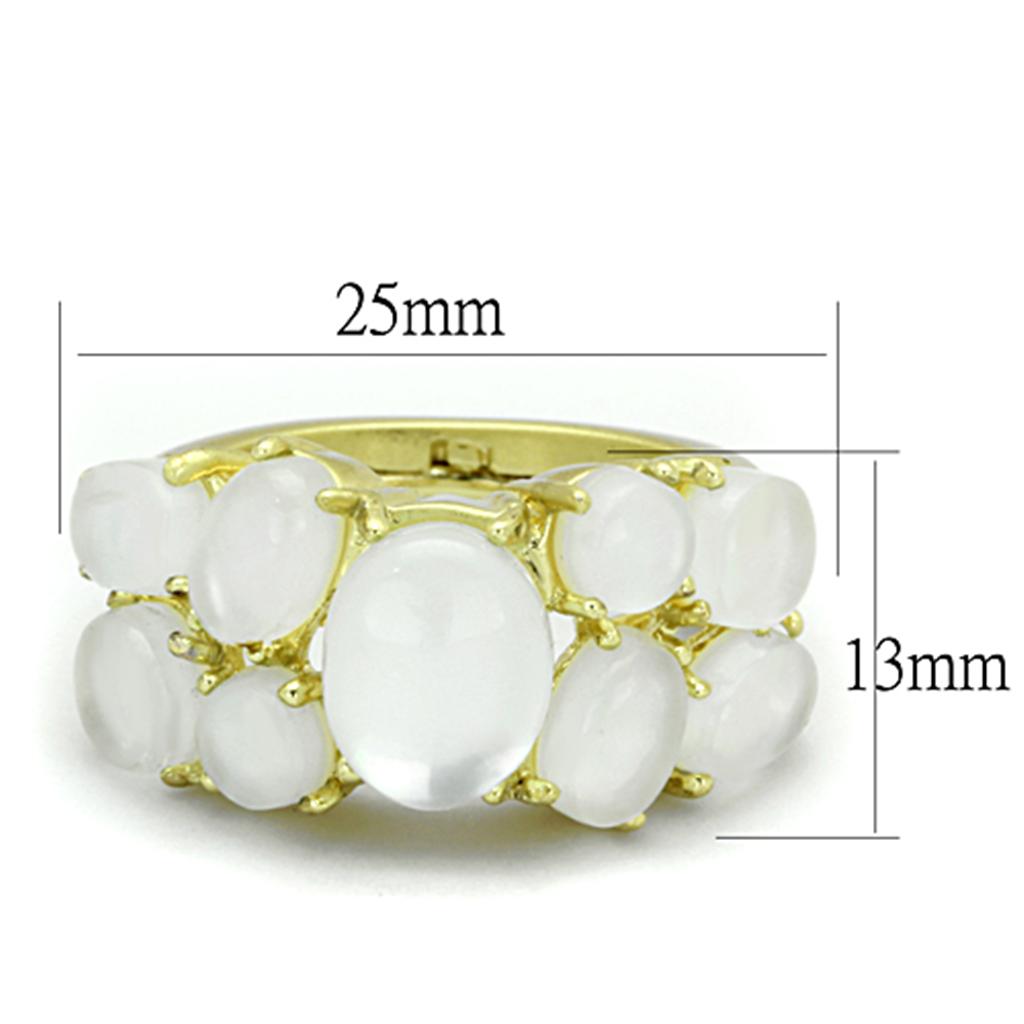 MALO3254 - Gold Brass Ring with Synthetic Cat Eye in Aurora Borealis (Rainbow Effect)