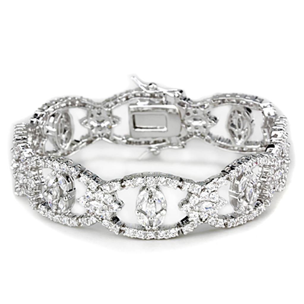 MALO3291 - Rhodium Brass Jewelry Sets with AAA Grade CZ  in Clear