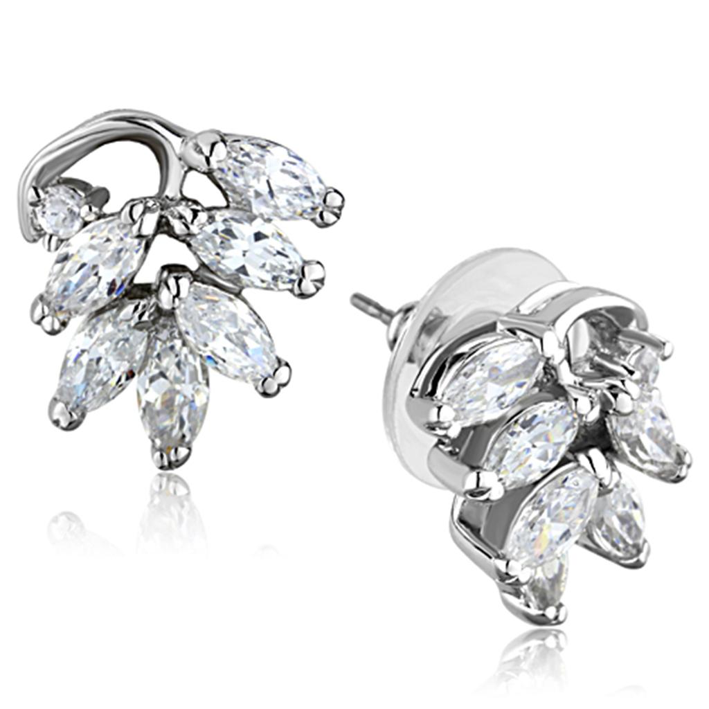 MALO3291 - Rhodium Brass Jewelry Sets with AAA Grade CZ  in Clear