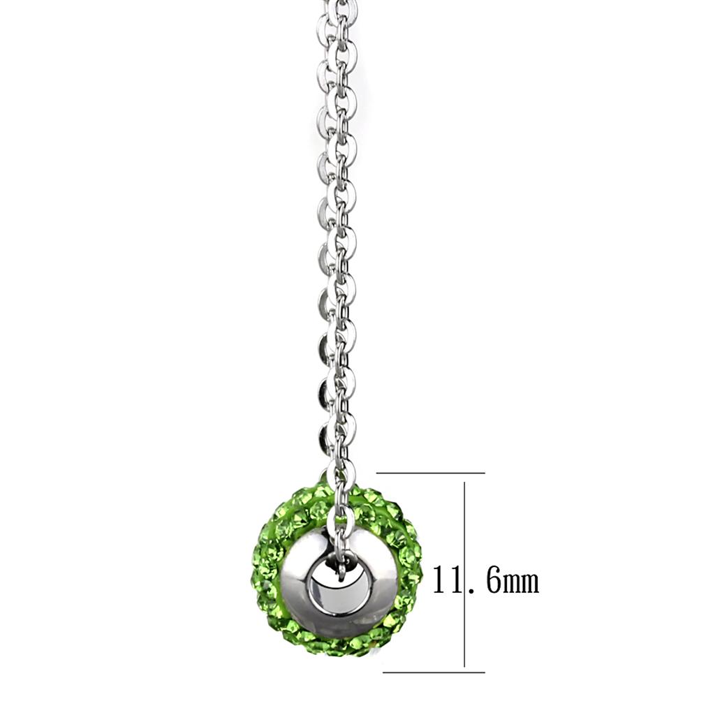 MALO3330 - High polished (no plating) Stainless Steel Necklace with Top Grade Crystal  in Peridot