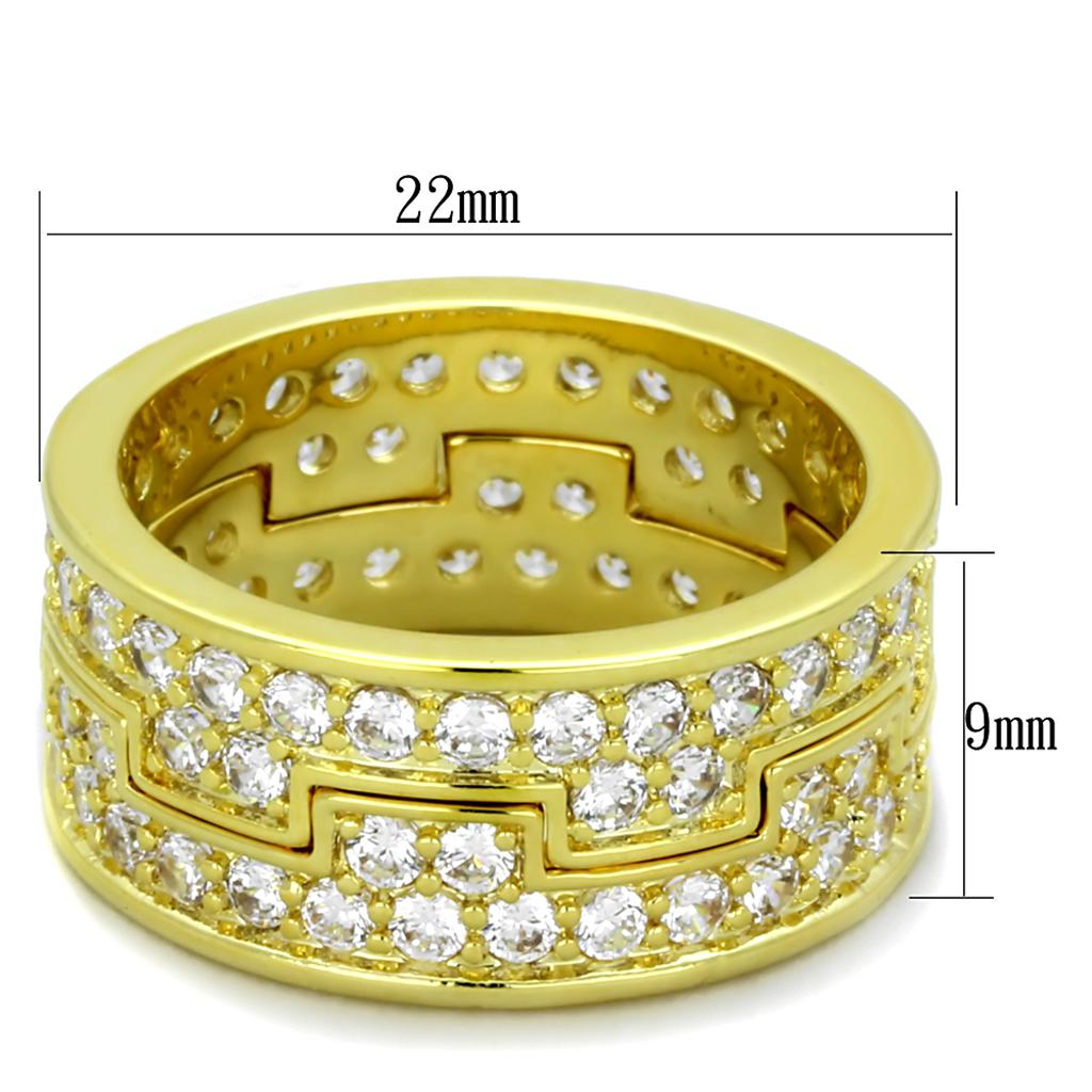 MALO3349 - Gold Brass Ring with AAA Grade CZ  in Clear