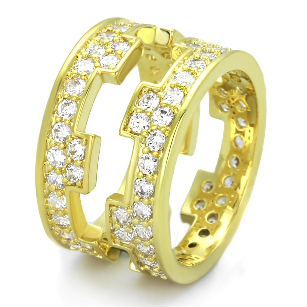 MALO3349 - Gold Brass Ring with AAA Grade CZ  in Clear