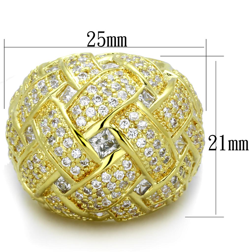MALO3353 - Gold Brass Ring with AAA Grade CZ  in Clear
