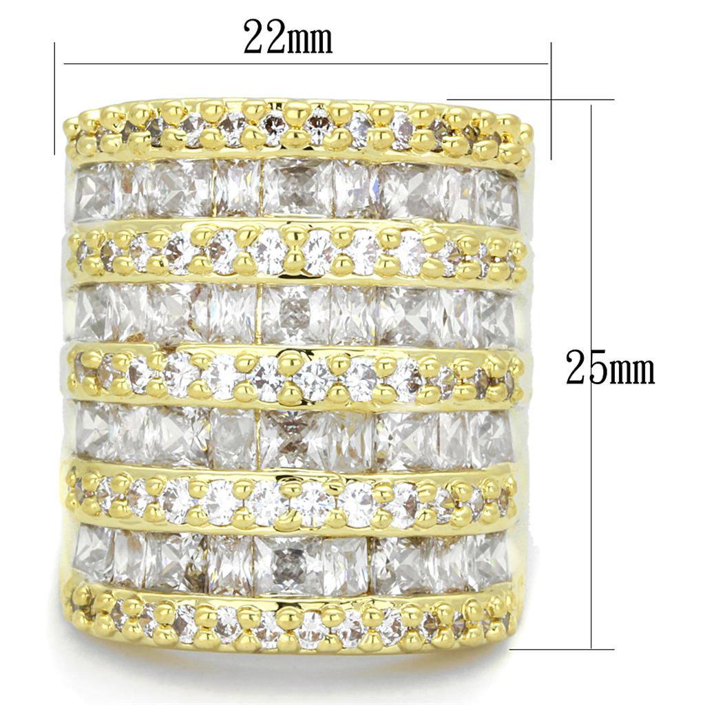 MALO3359 - Gold Brass Ring with AAA Grade CZ  in Clear