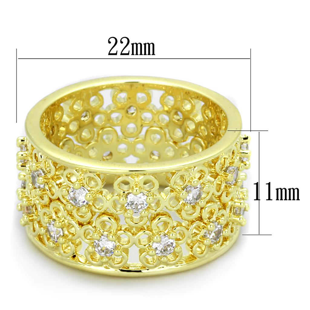 MALO3363 - Gold Brass Ring with AAA Grade CZ  in Clear
