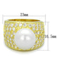 MALO3385 - Gold Brass Ring with Synthetic Pearl in White