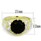 MALO3386 - Gold Brass Ring with Synthetic Synthetic Glass in Jet