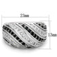 MALO3399 - Rhodium + Ruthenium Brass Ring with AAA Grade CZ  in Black Diamond