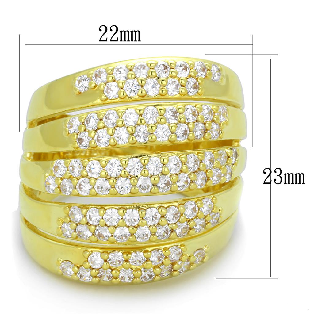 MALO3408 - Gold Brass Ring with AAA Grade CZ  in Clear