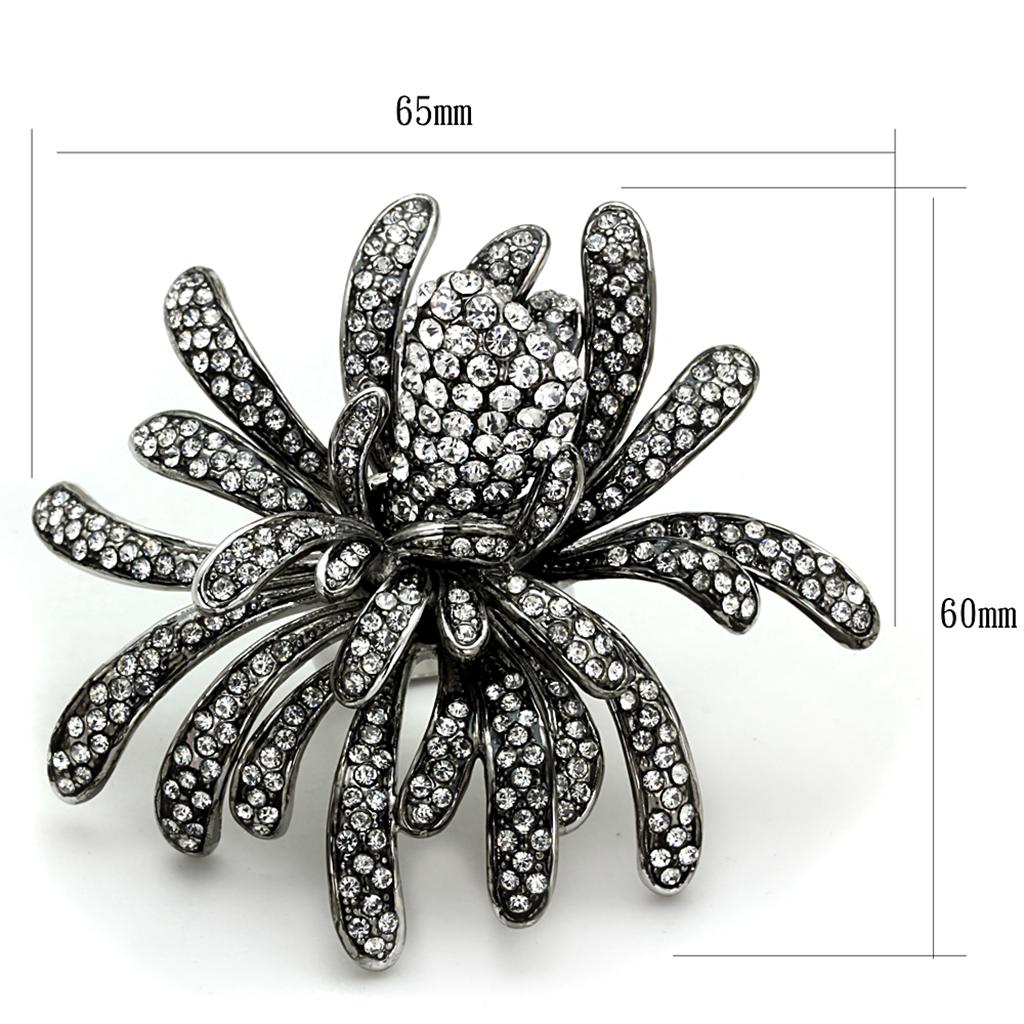 MALO3444 - Rhodium Brass Ring with Top Grade Crystal  in Clear