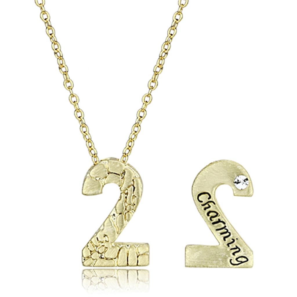 MALO3461 - Flash Gold Brass Chain Pendant with Top Grade Crystal  in Clear