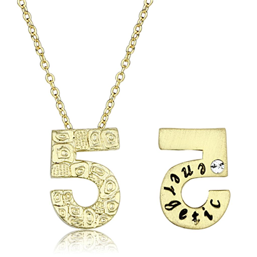 MALO3468 - Flash Gold Brass Chain Pendant with Top Grade Crystal  in Clear