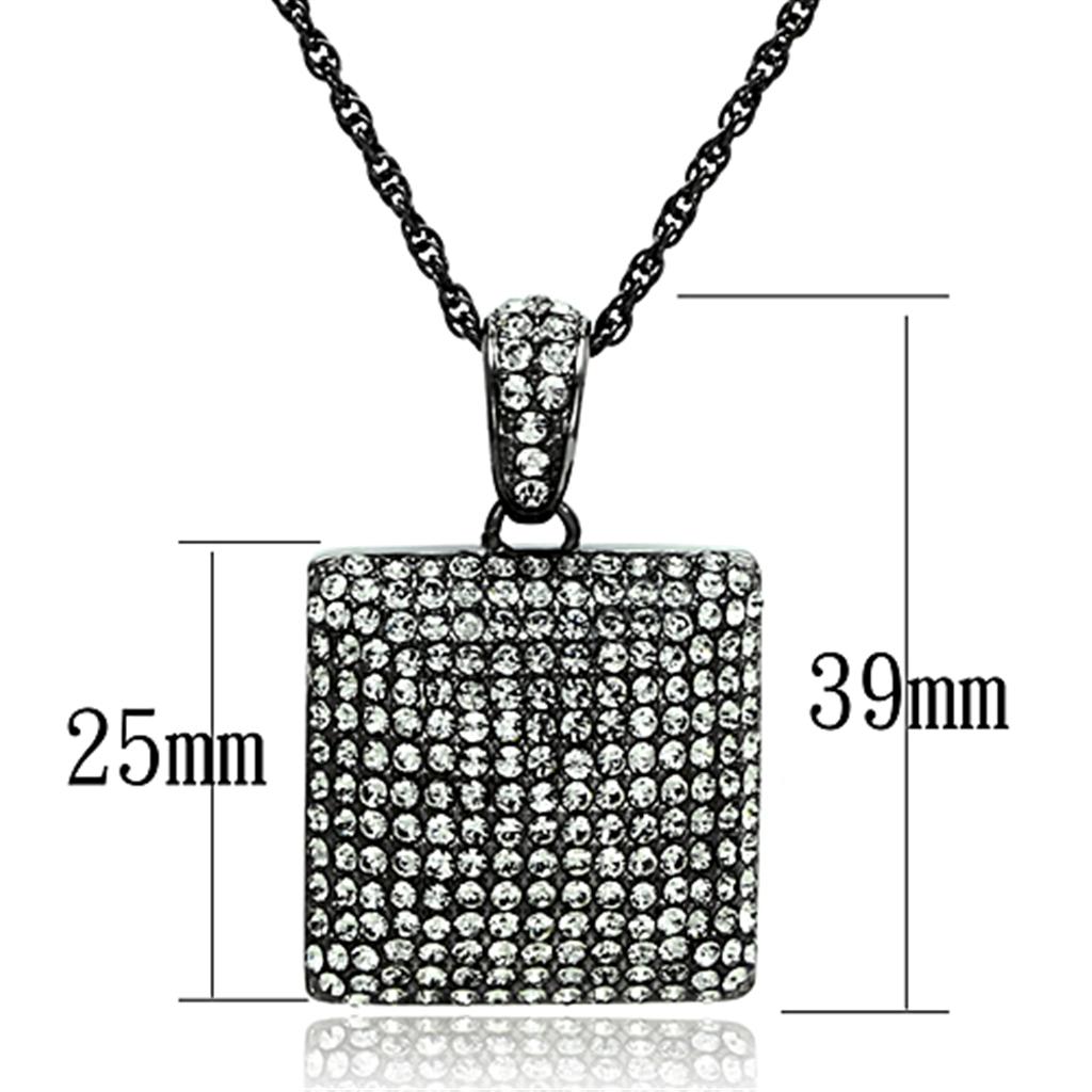 MALO3471 - TIN Cobalt Black Brass Chain Pendant with Top Grade Crystal  in Black Diamond