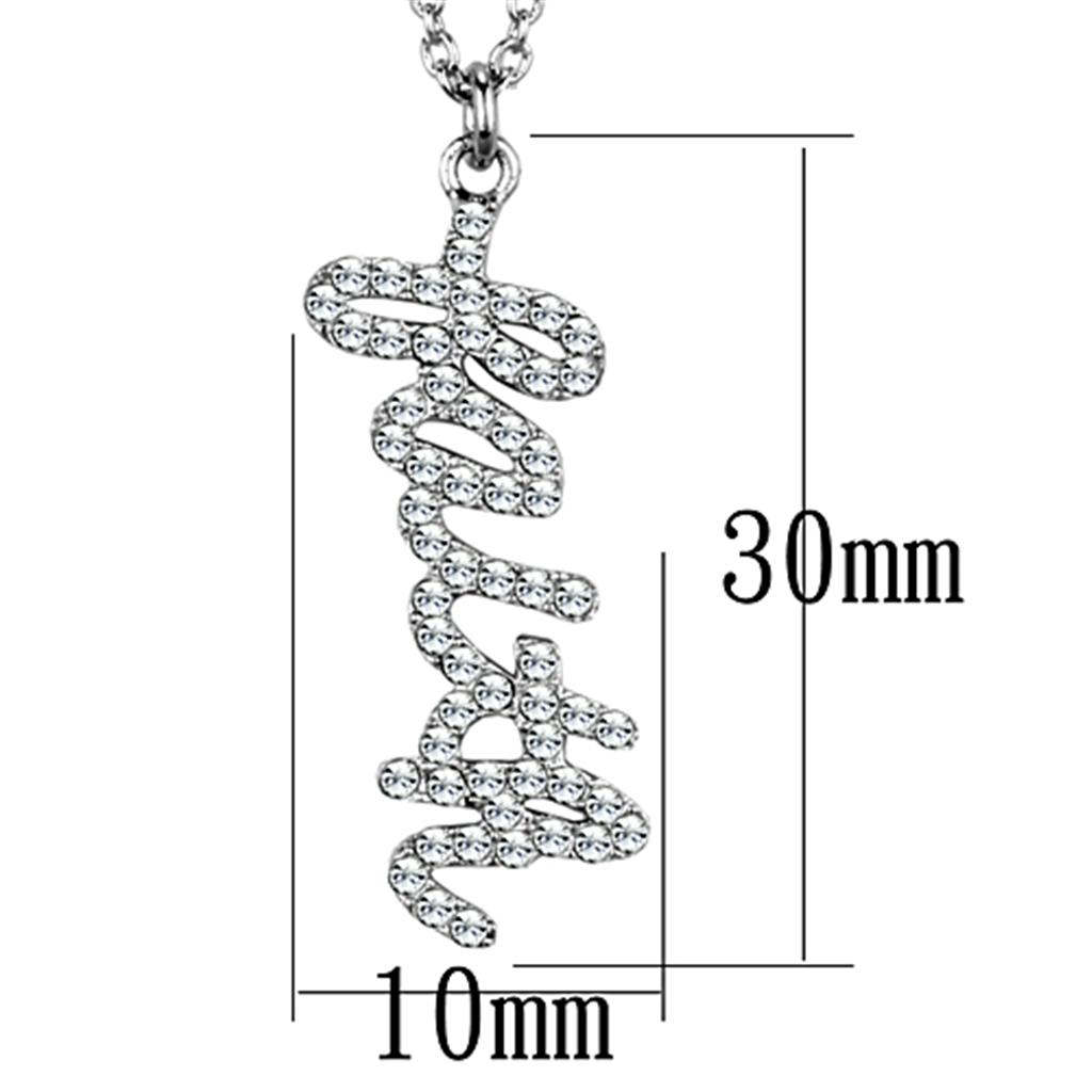 MALO3488 - Rhodium Brass Chain Pendant with Top Grade Crystal  in Clear