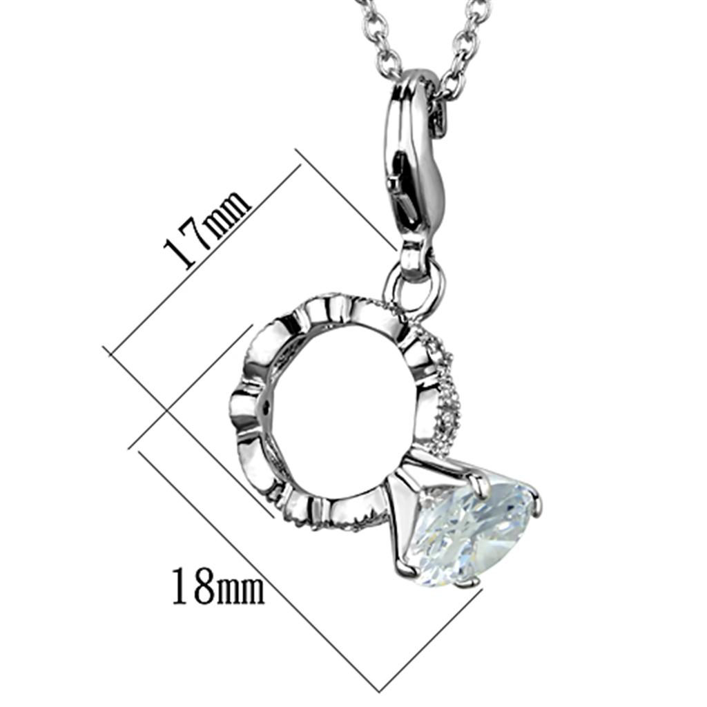 MALO3490 - Rhodium Brass Pendant with AAA Grade CZ  in Clear