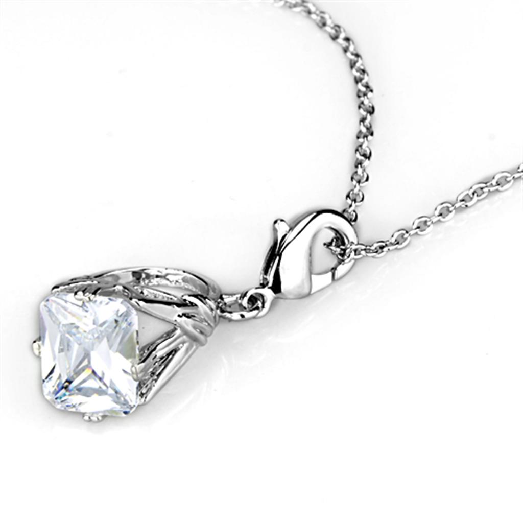 MALO3491 - Rhodium Brass Pendant with AAA Grade CZ  in Clear