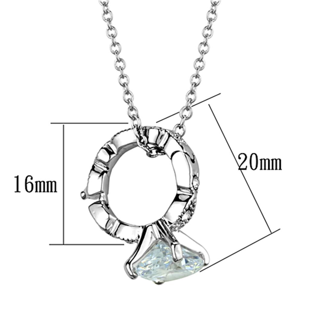 MALO3494 - Rhodium Brass Pendant with AAA Grade CZ  in Clear