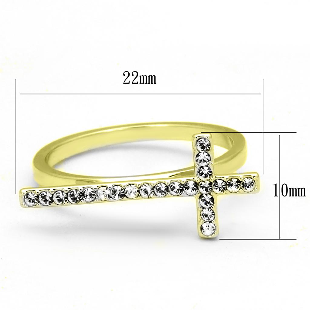 MALO3521 Gold Brass Ring with Top Grade Crystal in Clear