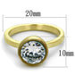 MALO3538 - Gold & Brush Brass Ring with AAA Grade CZ  in Clear