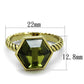 MALO3544 - Gold Brass Ring with AAA Grade CZ  in Olivine color