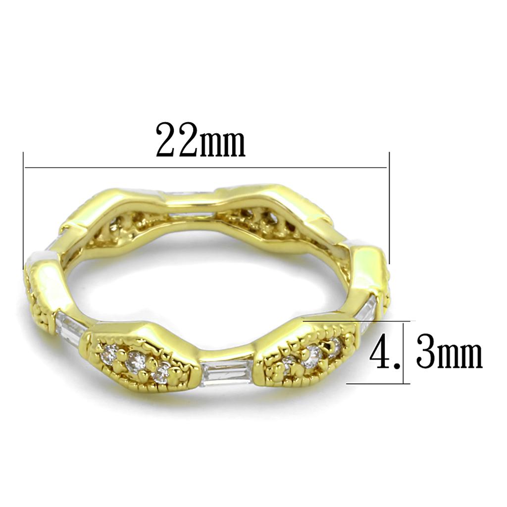 MALO3552 - Gold Brass Ring with AAA Grade CZ  in Clear