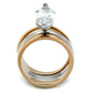 MALO3554 - Two-Tone IP Rose Gold Stainless Steel Ring with AAA Grade CZ  in Clear